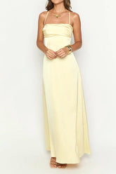 Blaise Yellow Satin Maxi Dress